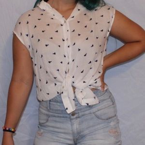 Sheer White Bluebird Sleeveless Blouse